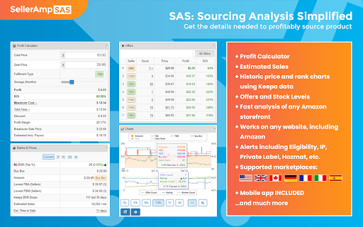 SellerAmp SAS - Amazon FBA Analysis Tool screenshot