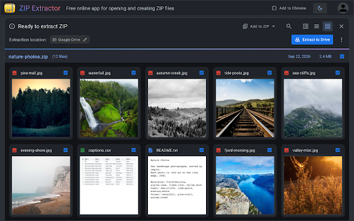 ZIP Extractor screenshot