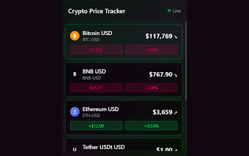 Real-time Crypto Price Tracker screenshot