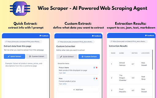 Wise Scraper - AI Powered Web Scraping Agent screenshot