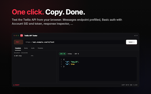 Twilio API Tester - Send Test SMS via the Twilio API screenshot