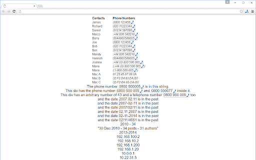 Telephone Number Detection screenshot