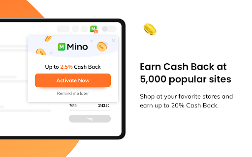 Mino: Automatic Coupons & Cash Back screenshot