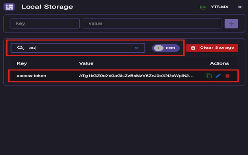 Local Storage screenshot