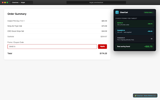 ClearCart - Coupons & Price Tracker screenshot