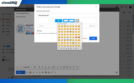Gmail Free Online Polls & Surveys by cloudHQ screenshot