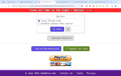 Close all tabs to the right screenshot