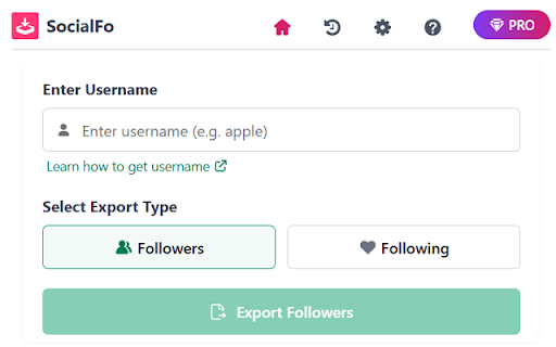 SocialFo - Social Follower Export Tool screenshot