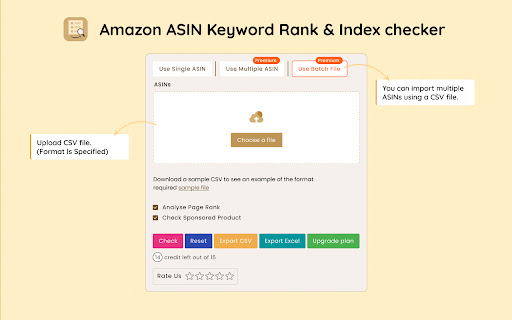 Amazon ASIN Keyword Rank & Index Checker screenshot