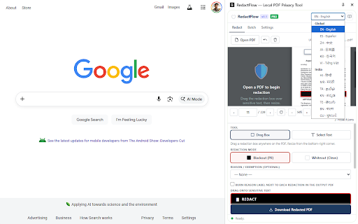 RedactFlow — Local PDF Privacy Tool screenshot