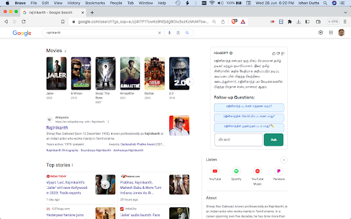 HindustanGPT: GPT in Indian Language on Google™ screenshot