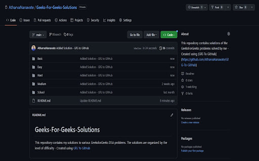 GfG to GitHub screenshot