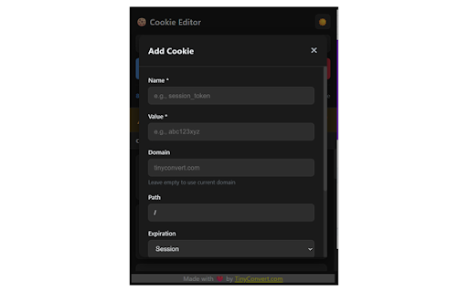 Cookie Editor for Chrome screenshot