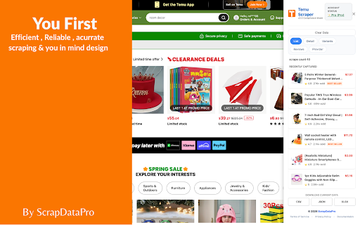 Temu Scraper: Export Temu Listings, Reviews & Sellers screenshot