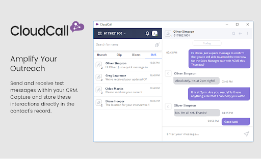 CloudCall Unified Communications for CRM screenshot