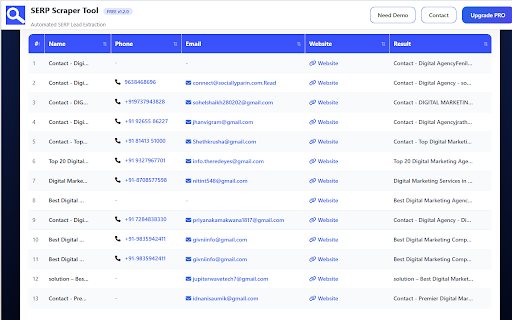 SERP Scraper Tool – Extract Emails, Websites & Phone Numbers screenshot