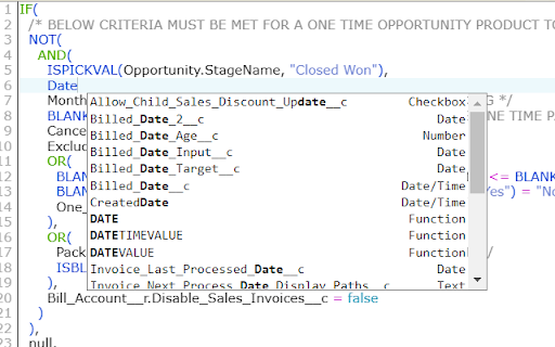 Salesforce.com Enhanced Formula Editor screenshot