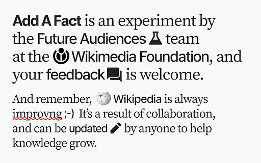 Wikipedia Add A Fact screenshot