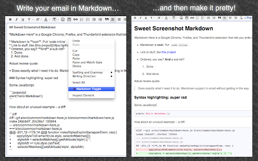 Markdown Here screenshot
