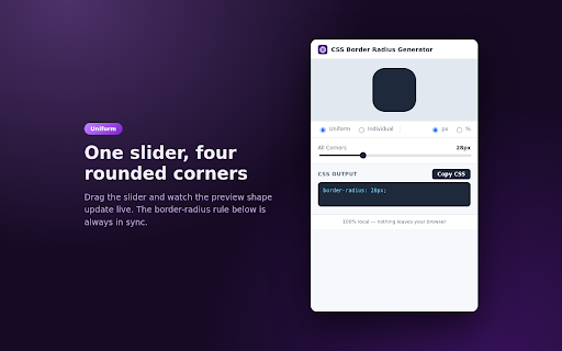 CSS Border Radius Generator screenshot