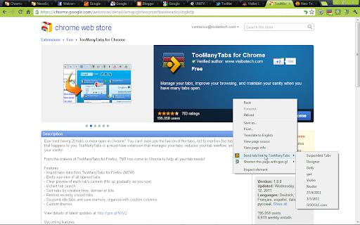 TooManyTabs for Chrome screenshot
