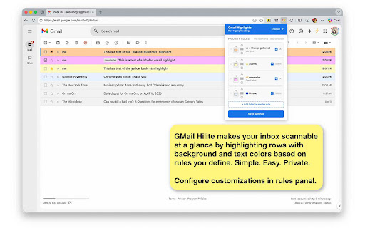 GMail Hilite screenshot