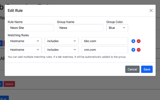 Tab Groups Extension screenshot