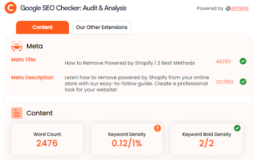 Google SEO Checker Audit & Analysis screenshot