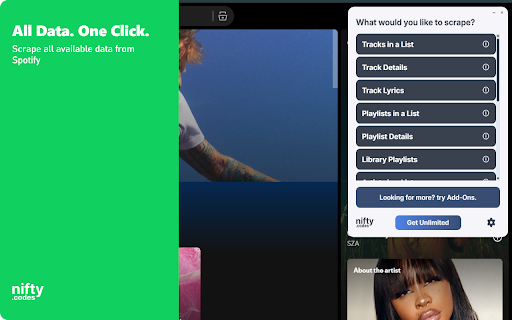 S-Music Scraper: Export Playlists, Artists, Tracks & More screenshot