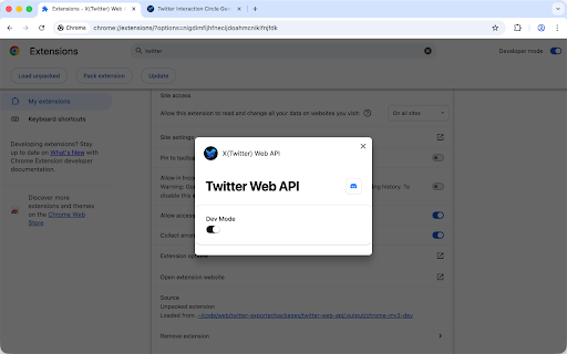 Twitter Web API screenshot