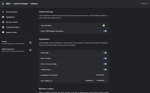 MILK — Cookie Manager screenshot