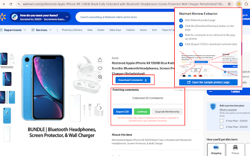 Walmart Review Extractor screenshot