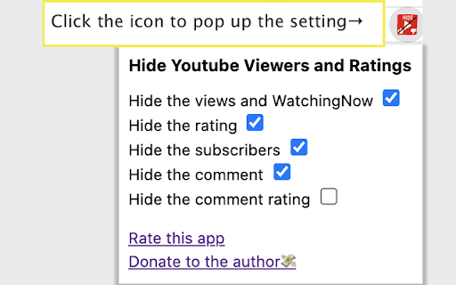 Hide Youtube Viewers and Ratings screenshot