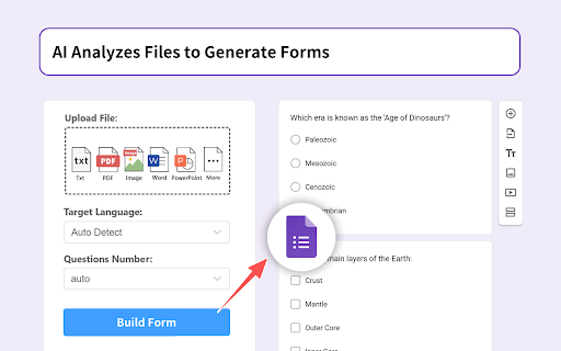 AI Google Form Builder screenshot