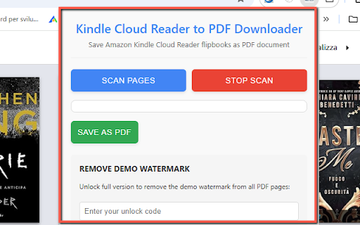 Kindle Cloud Reader to PDF Downloader screenshot