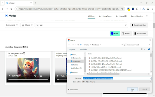 Download Facebook Ad Library data screenshot