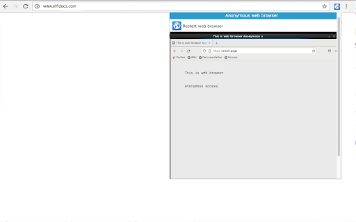Web browser with anonymous access screenshot