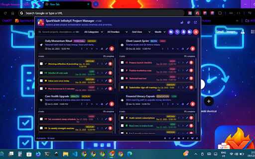 SparkVault InfinityX Project Manager screenshot