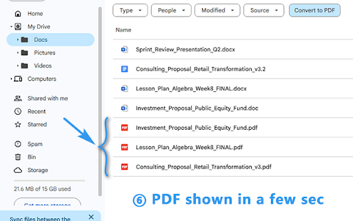 Docs to PDF (Bulk Convert for Google Drive) screenshot