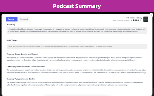 Podcasts - A player, downloader, transcriber screenshot