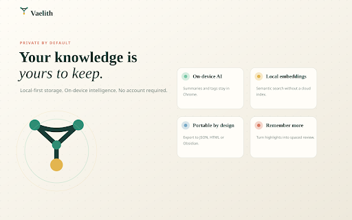 Vaelith — Private AI Bookmark Manager & Knowledge Base screenshot