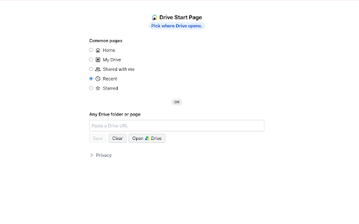 Drive Start Page screenshot