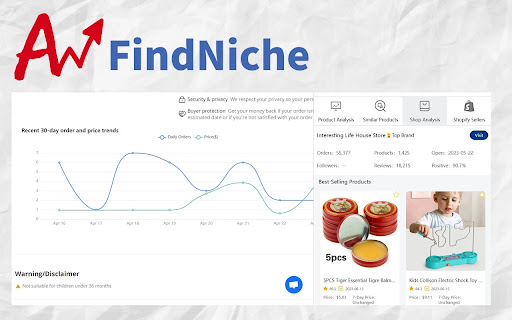 FindNiche - aliexpress™ dropshipping & analytics tool screenshot