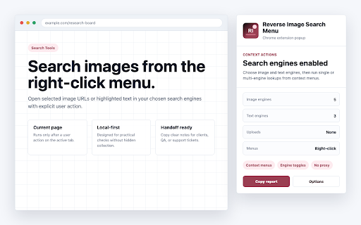 Reverse Image Search Menu screenshot