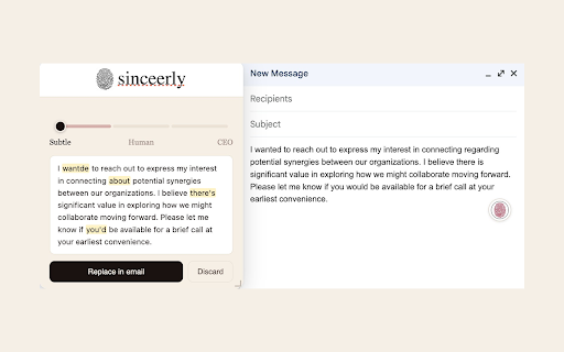 Sinceerly screenshot