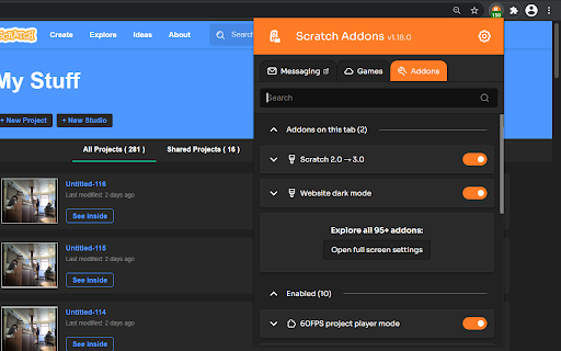 Scratch Addons screenshot