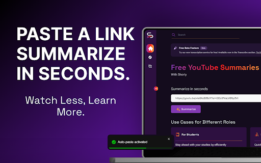 Shorty | AI YouTube Summarizer screenshot