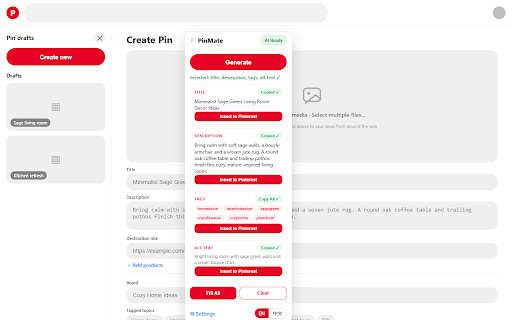 PinMate - Pinterest Content Generator screenshot