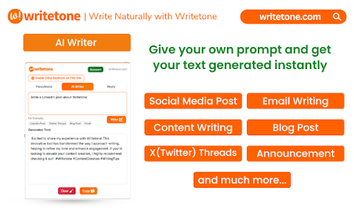 Writetone: AI Writing Assistant & Grammar Fix screenshot