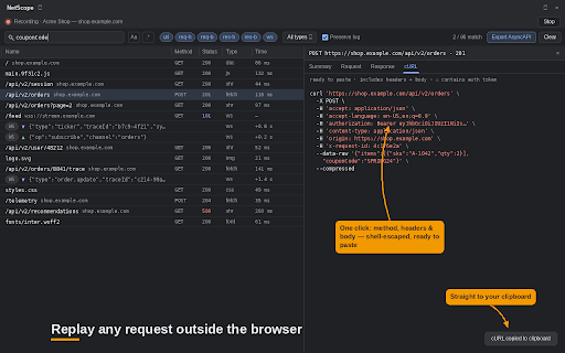 NetScope – Search Network Responses & WebSockets screenshot